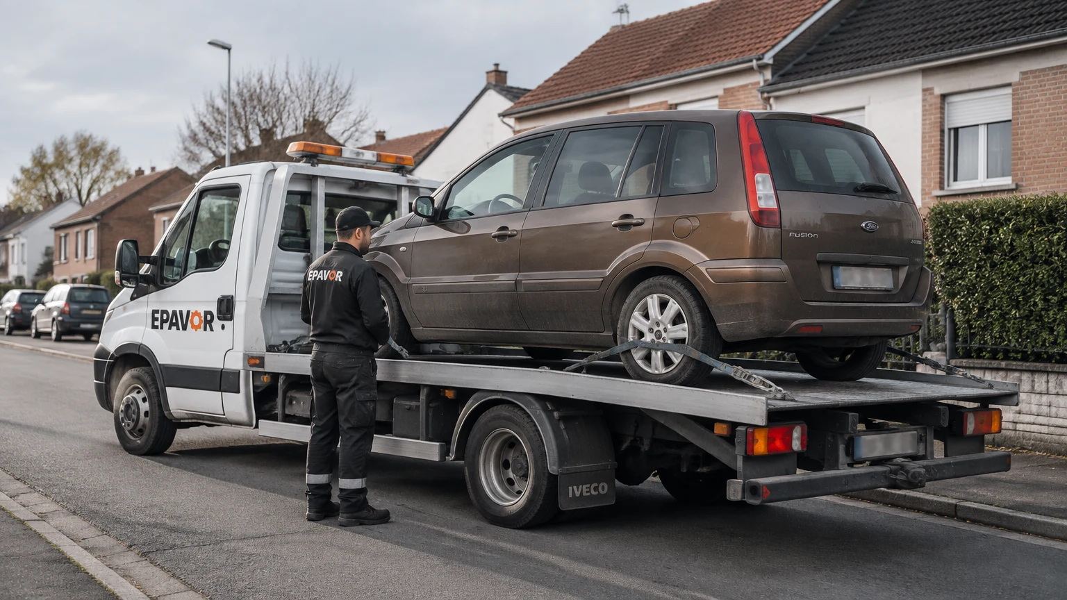 Illustration d’un enlèvement d’épave à Abscon avec une dépanneuse — service d’épaviste.