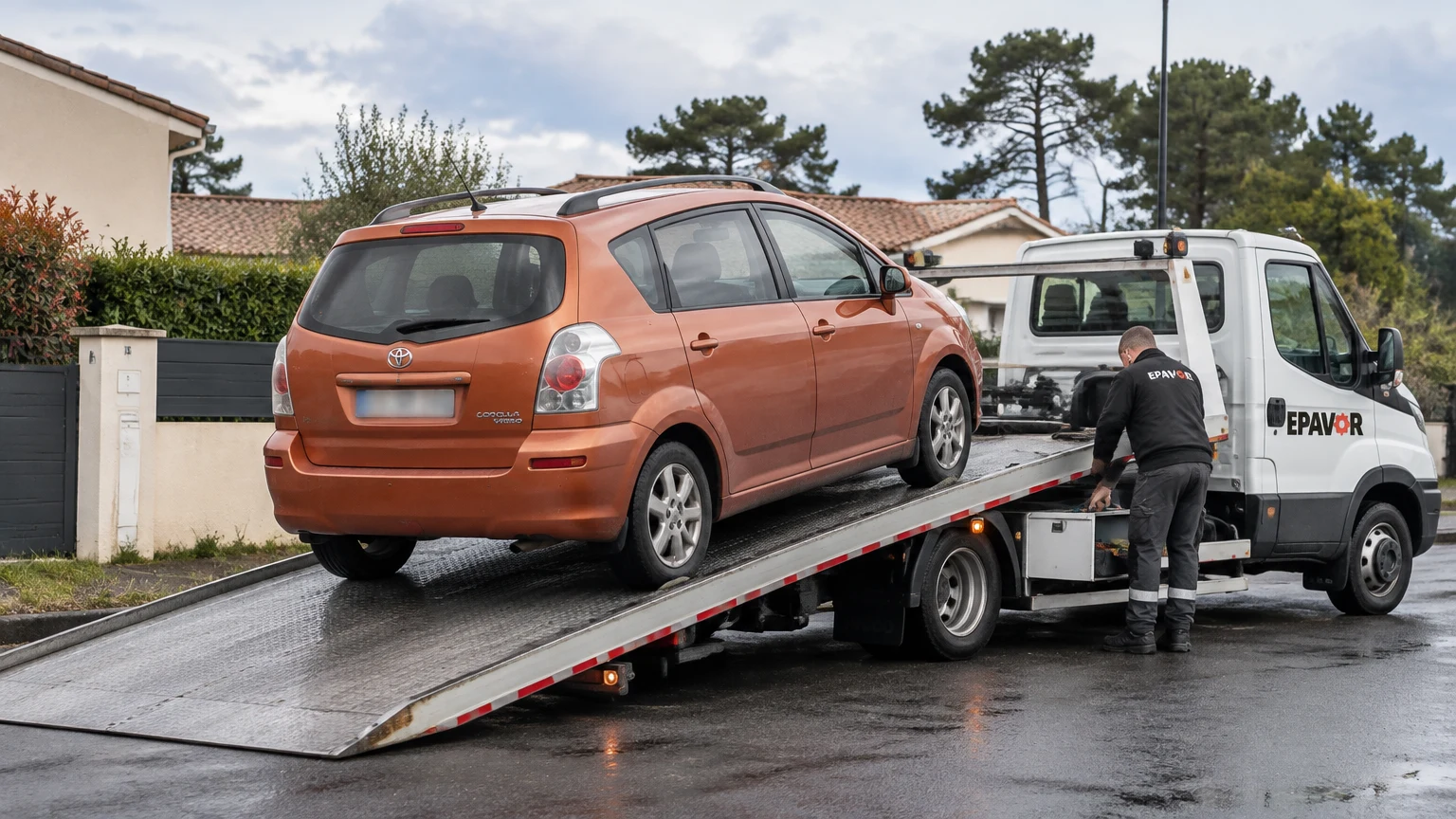 Illustration d’un enlèvement d’épave à Arsac avec une dépanneuse — service d’épaviste.