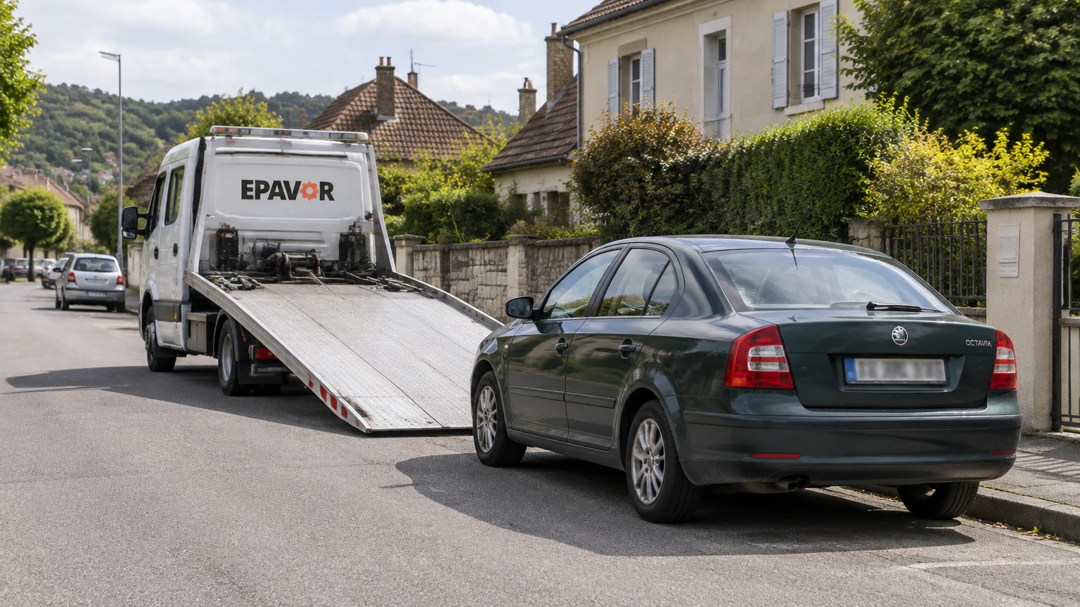 Illustration d’un enlèvement d’épave à Avallon avec une dépanneuse — service d’épaviste.