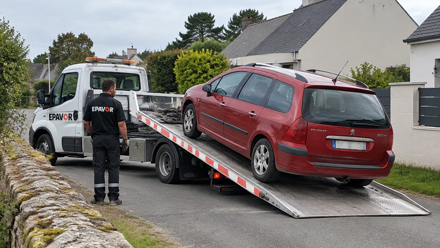 Illustration d’un enlèvement d’épave à Baden avec une dépanneuse — service d’épaviste.