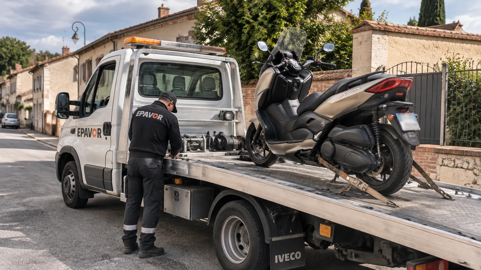 Illustration d’un enlèvement d’épave à Bérat avec une dépanneuse — service d’épaviste.