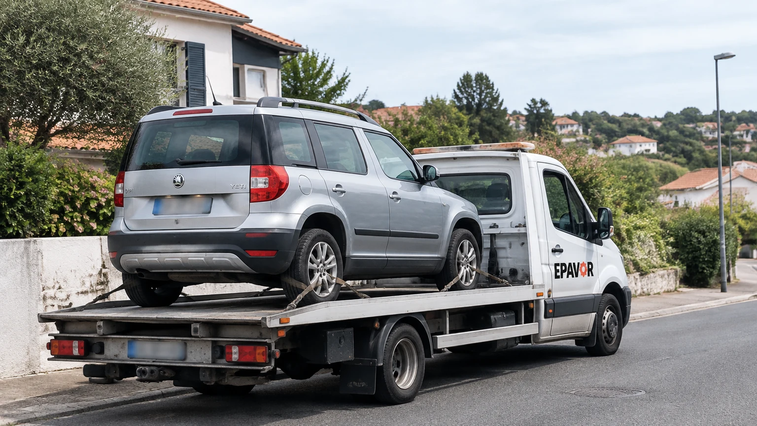 Illustration d’un enlèvement d’épave à Bidart avec une dépanneuse — service d’épaviste.