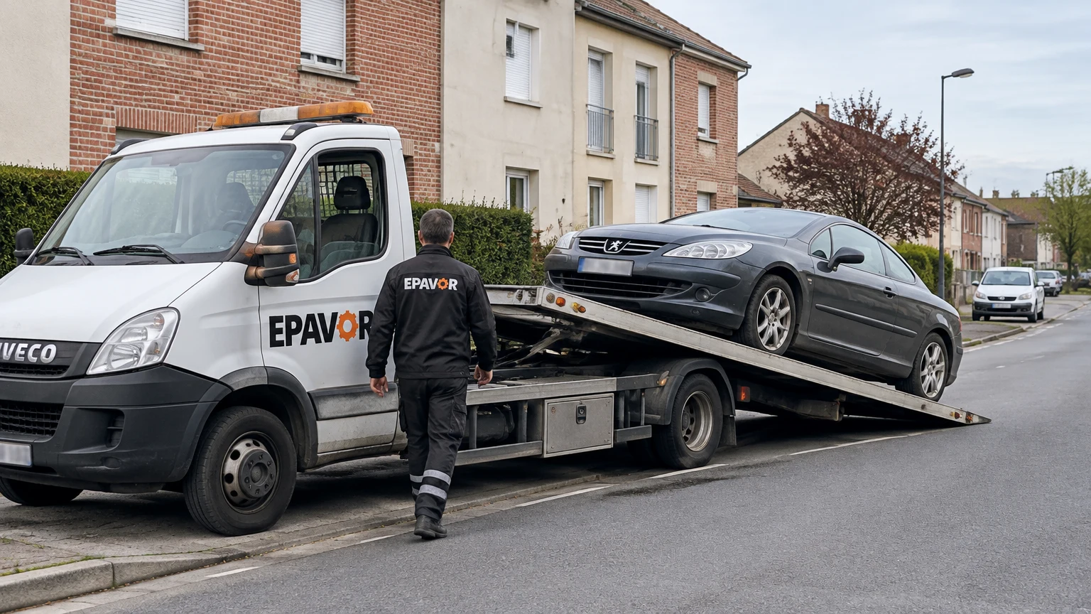 Illustration d’un enlèvement d’épave à Billy-Berclau avec une dépanneuse — service d’épaviste.