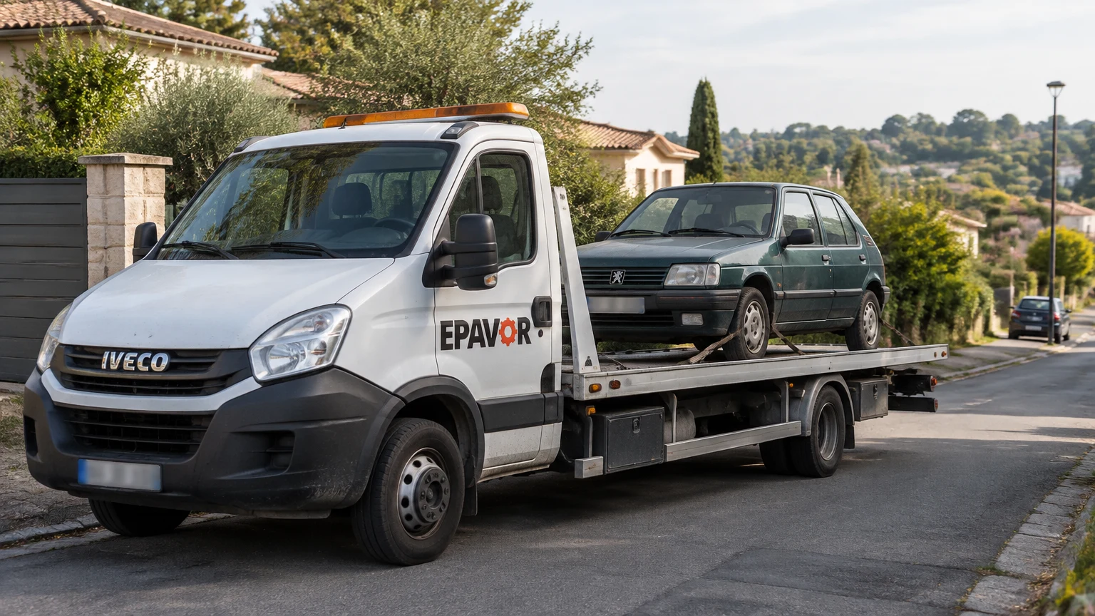 Illustration d’un enlèvement d’épave à Bouliac avec une dépanneuse — service d’épaviste.