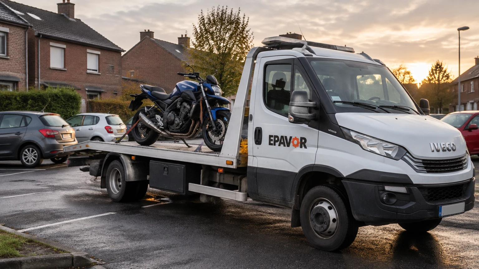 Illustration d’un enlèvement d’épave à Boussois avec une dépanneuse — service d’épaviste.