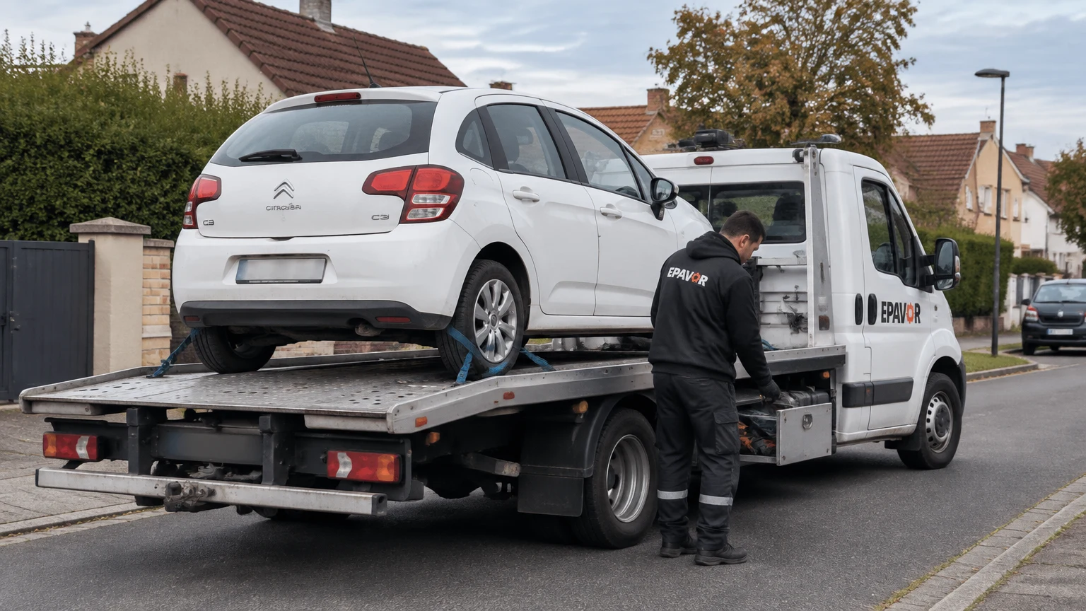 Illustration d’un enlèvement d’épave à Boves avec une dépanneuse — service d’épaviste.