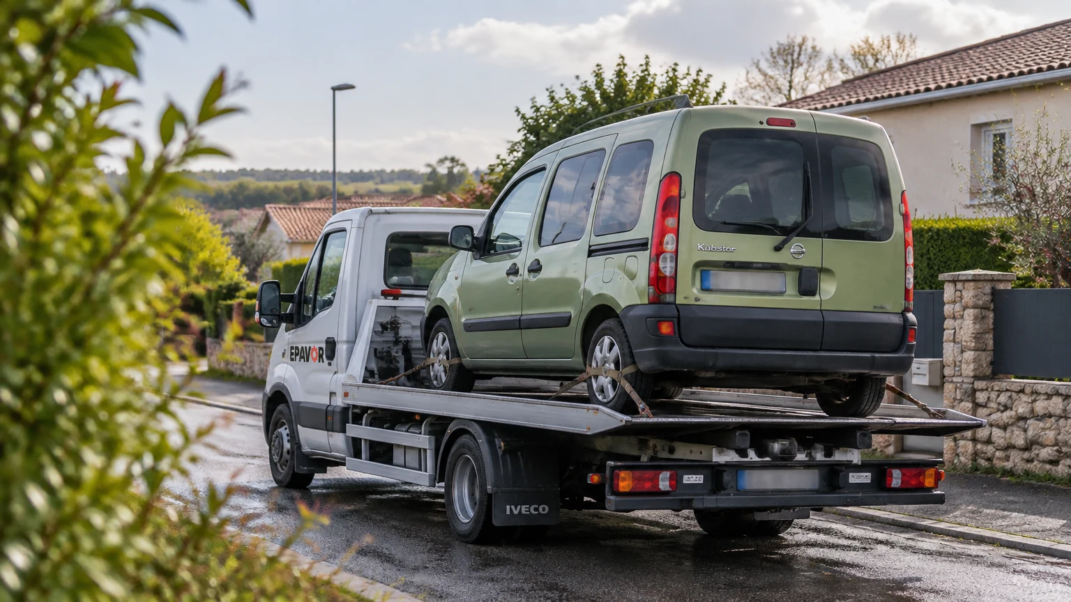 Illustration d’un enlèvement d’épave à Brie avec une dépanneuse — service d’épaviste.