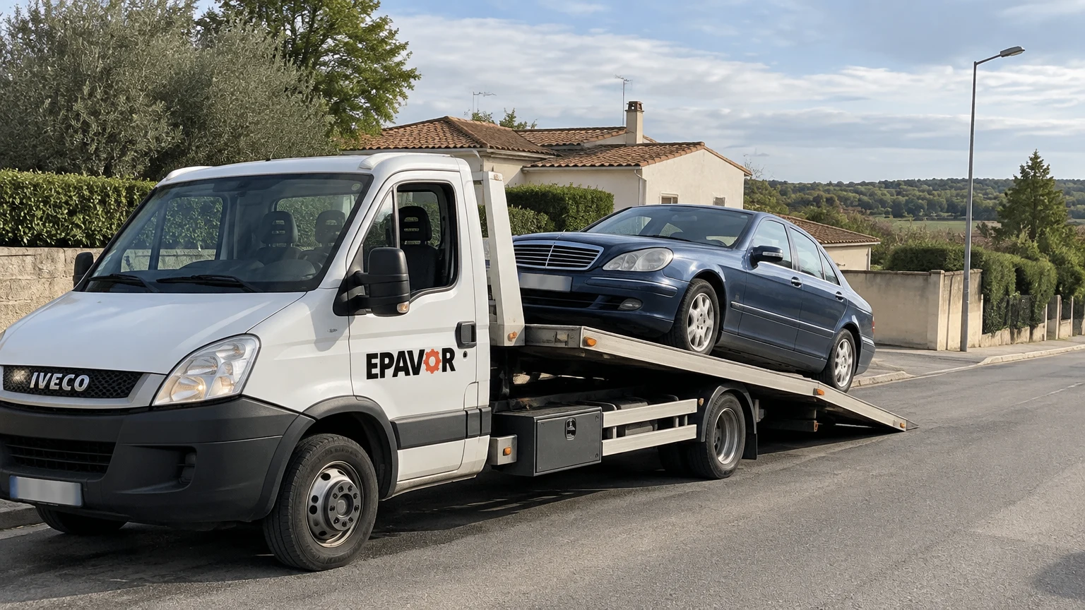 Illustration d’un enlèvement d’épave à Buzet-sur-Tarn avec une dépanneuse — service d’épaviste.