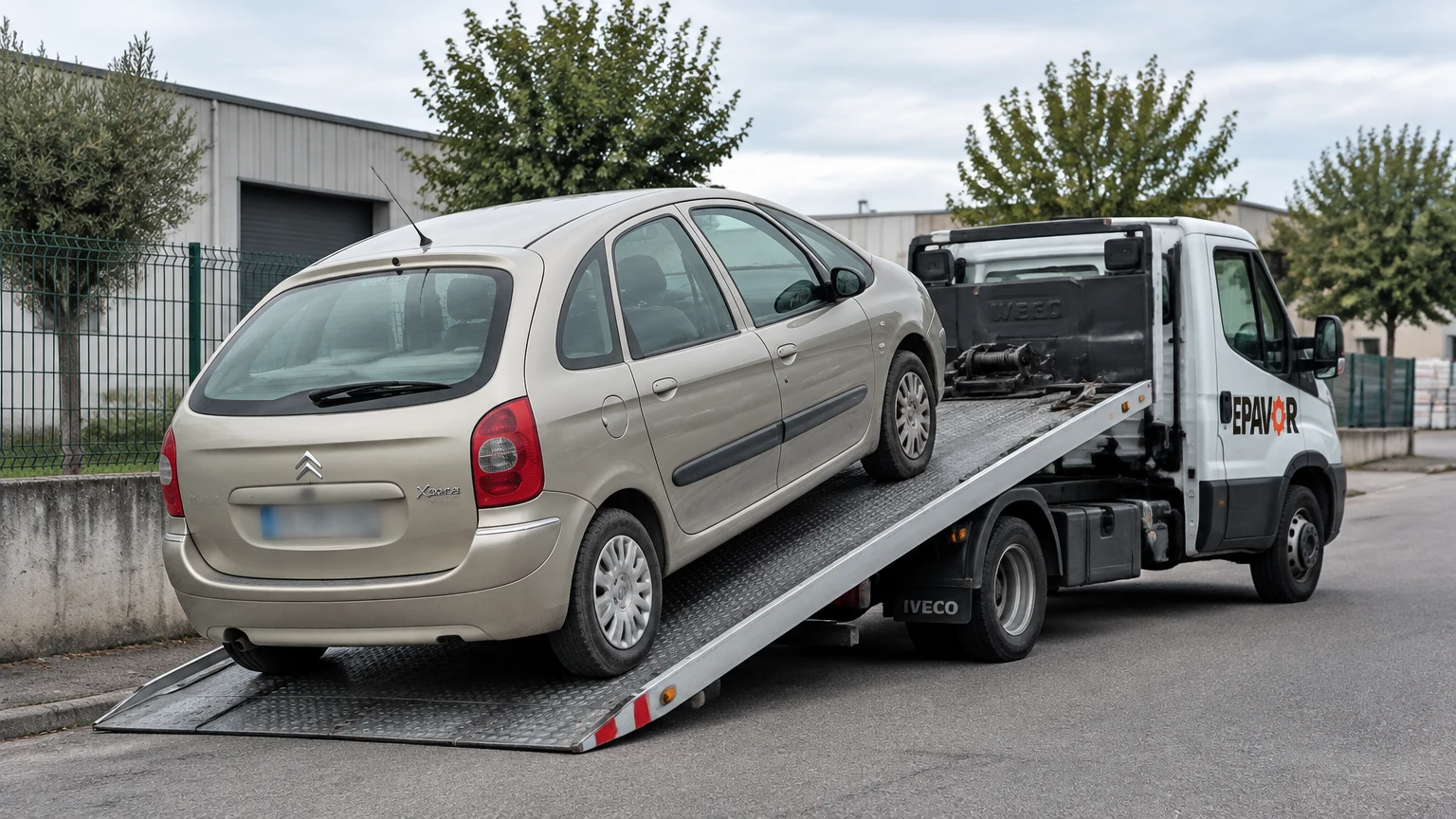 Illustration d’un enlèvement d’épave à Cadaujac avec une dépanneuse — service d’épaviste.