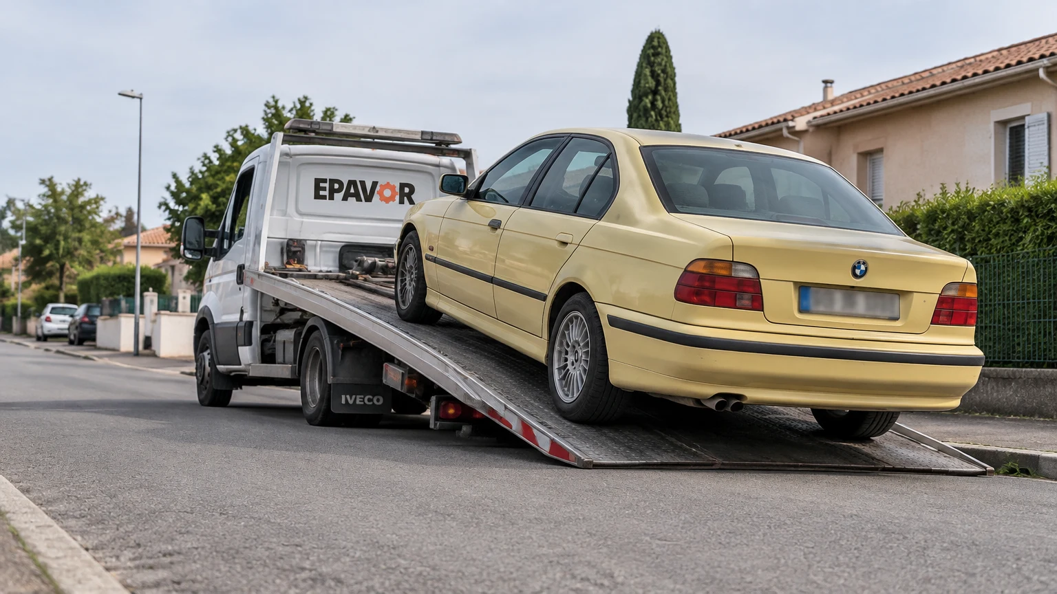 Illustration d’un enlèvement d’épave à Castelculier avec une dépanneuse — service d’épaviste.