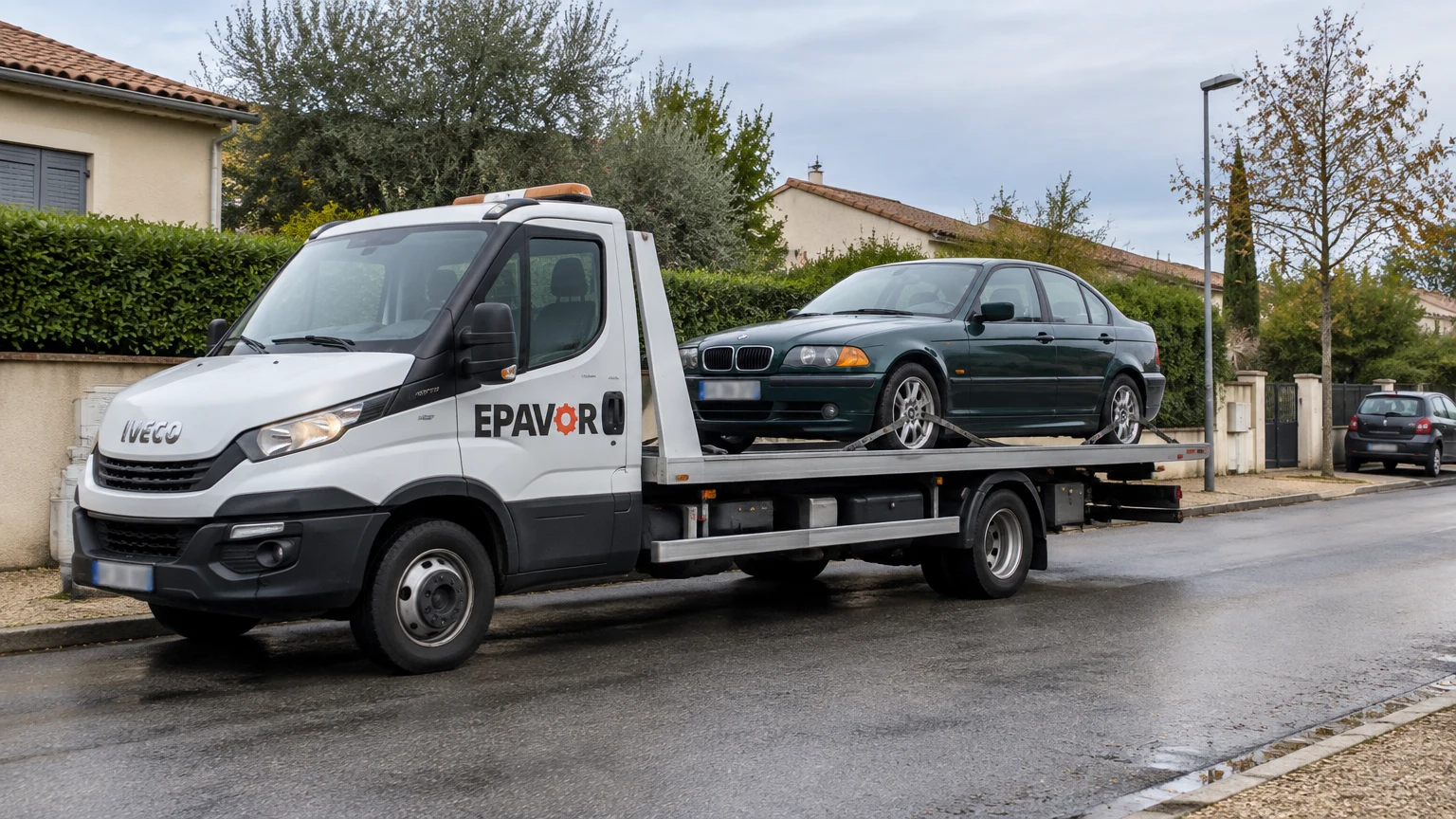 Illustration d’un enlèvement d’épave à Cépet avec une dépanneuse — service d’épaviste.