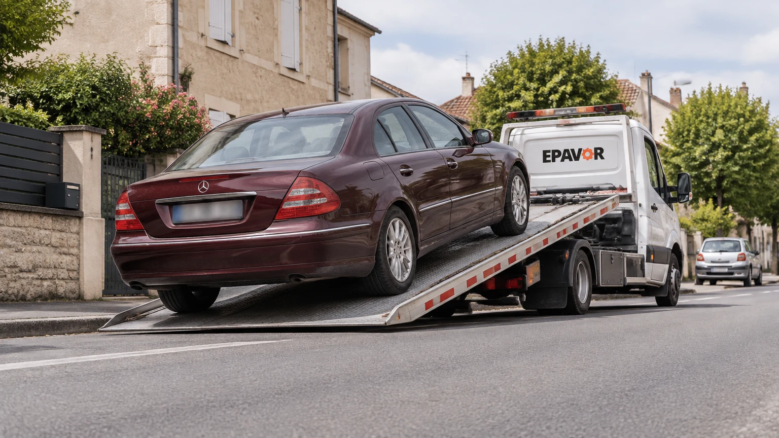Illustration d’un enlèvement d’épave à Clairac avec une dépanneuse — service d’épaviste.