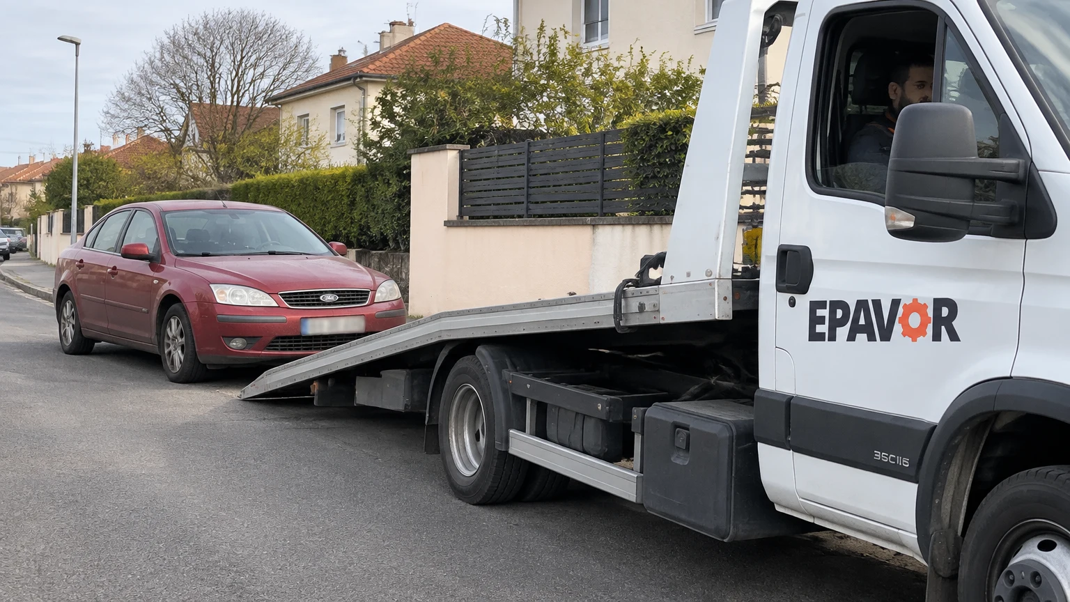 Illustration d’un enlèvement d’épave à Corbas avec une dépanneuse — service d’épaviste.
