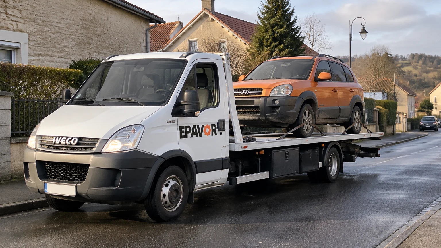 Illustration d’un enlèvement d’épave à Cosnes-et-Romain avec une dépanneuse — service d’épaviste.