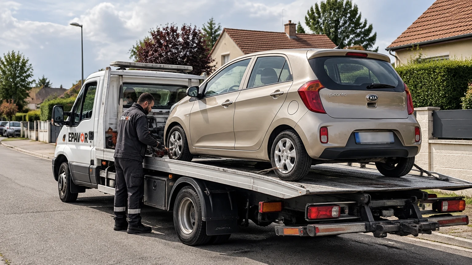 Illustration d’un enlèvement d’épave à Crissey avec une dépanneuse — service d’épaviste.