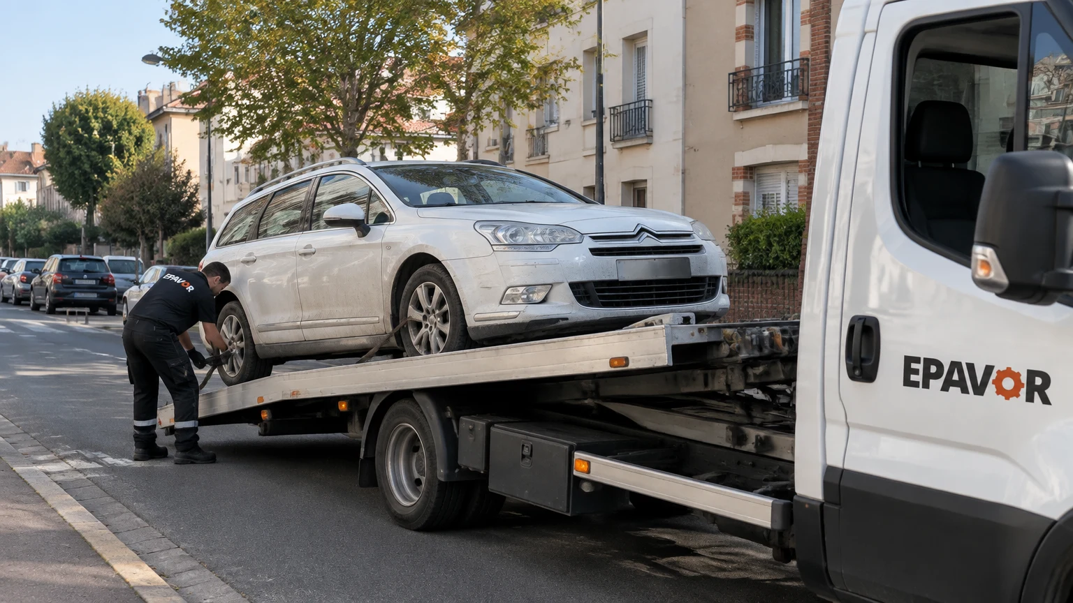 Illustration d’un enlèvement d’épave à Dax avec une dépanneuse — service d’épaviste.
