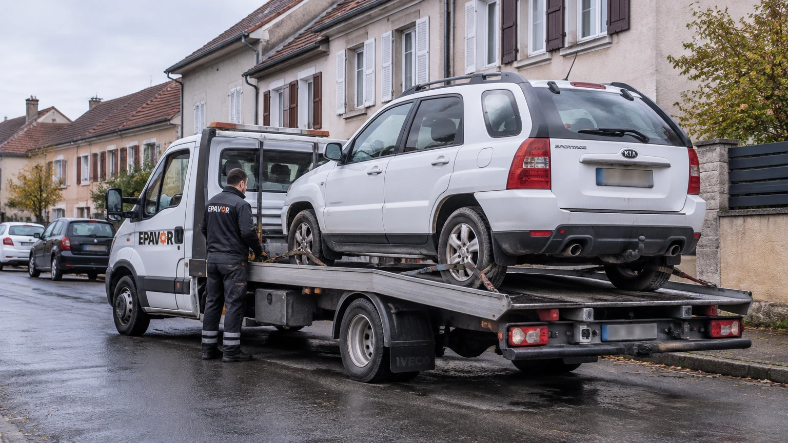 Illustration d’un enlèvement d’épave à Ensisheim avec une dépanneuse — service d’épaviste.