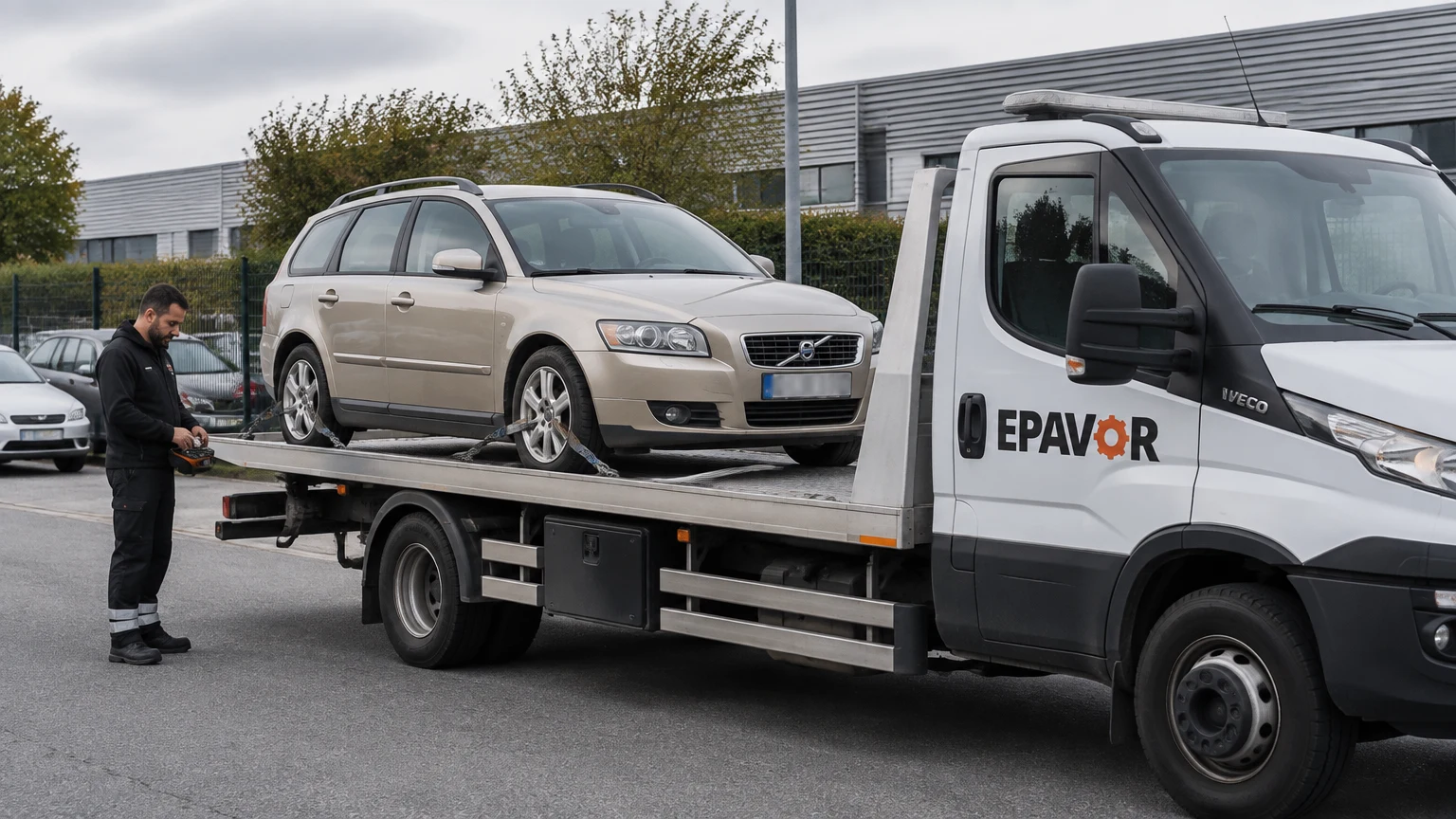 Illustration d’un enlèvement d’épave à Eysines avec une dépanneuse — service d’épaviste.