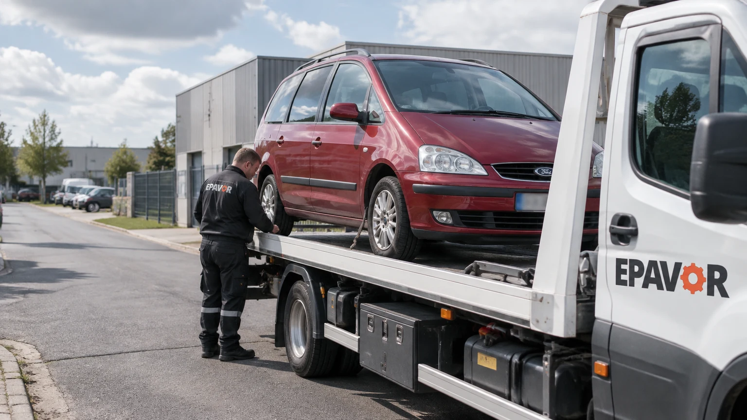 Illustration d’un enlèvement d’épave à Flixecourt avec une dépanneuse — service d’épaviste.