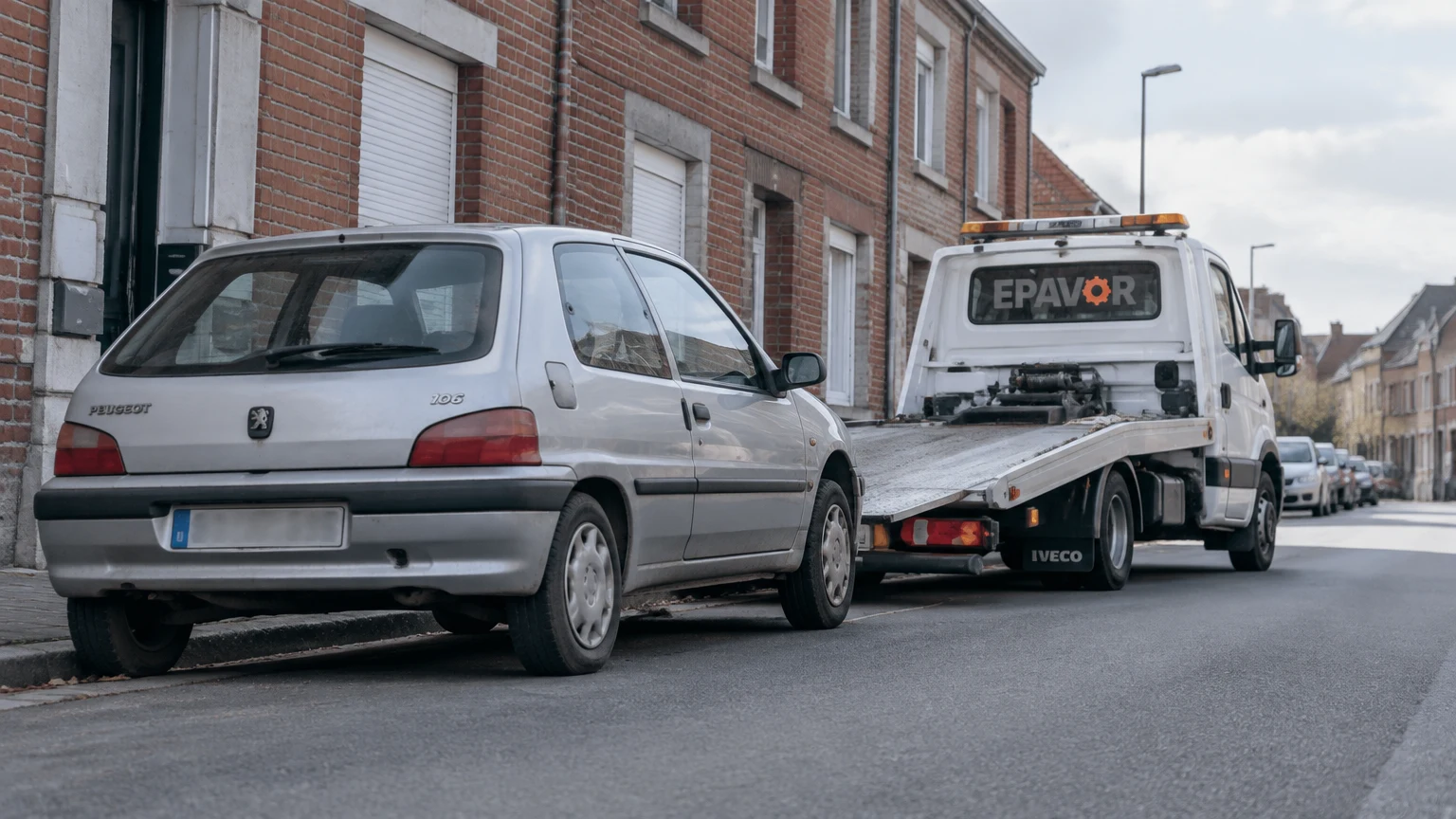 Illustration d’un enlèvement d’épave à Fourmies avec une dépanneuse — service d’épaviste.