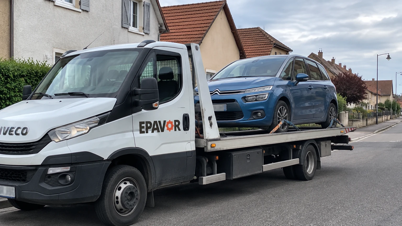 Illustration d’un enlèvement d’épave à Gerstheim avec une dépanneuse — service d’épaviste.