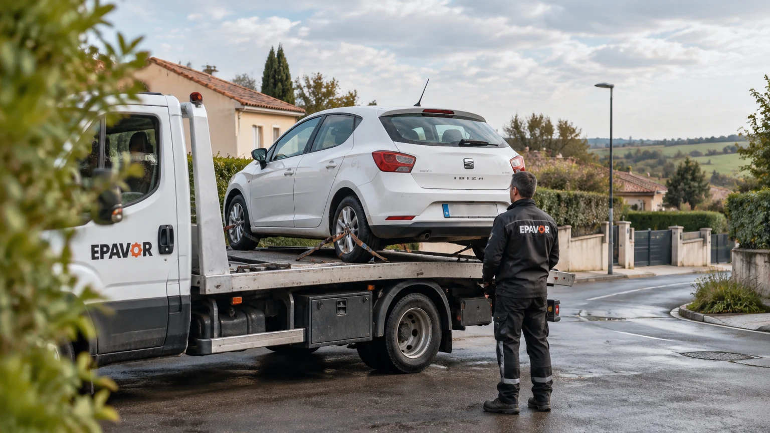 Illustration d’un enlèvement d’épave à Gragnague avec une dépanneuse — service d’épaviste.