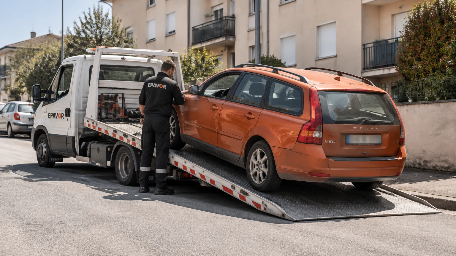 Illustration d’un enlèvement d’épave à Grisolles avec une dépanneuse — service d’épaviste.