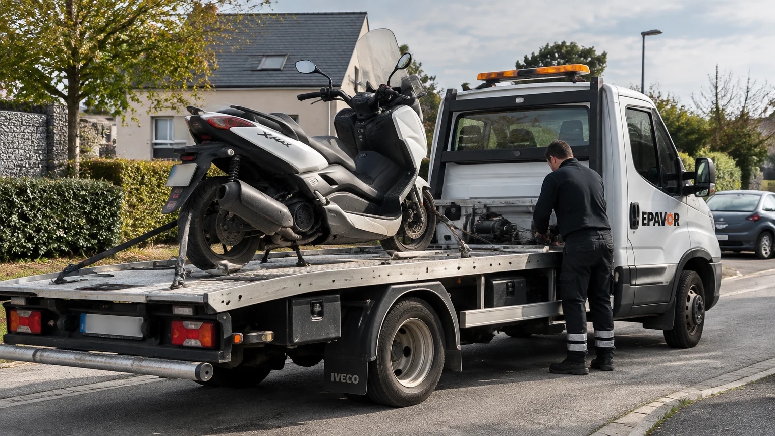 Illustration d’un enlèvement d’épave à Guichen avec une dépanneuse — service d’épaviste.