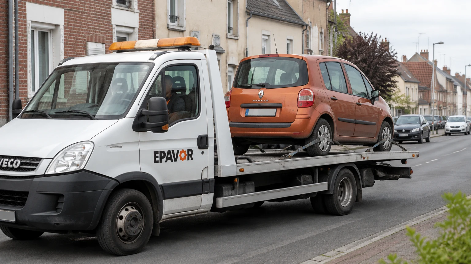 Illustration d’un enlèvement d’épave à Ham avec une dépanneuse — service d’épaviste.