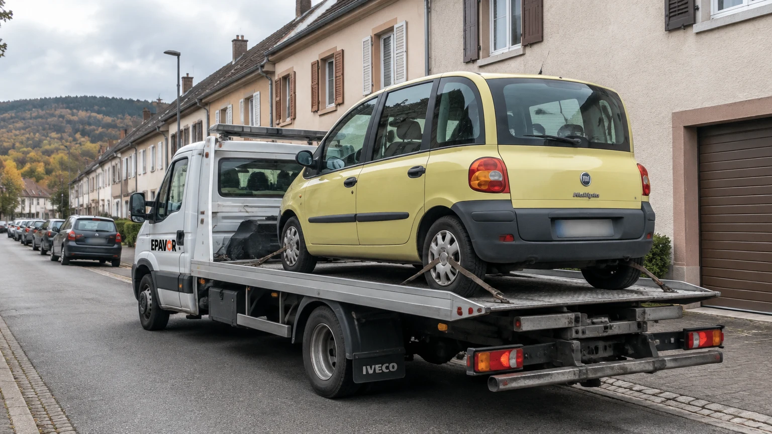 Illustration d’un enlèvement d’épave à Ingwiller avec une dépanneuse — service d’épaviste.