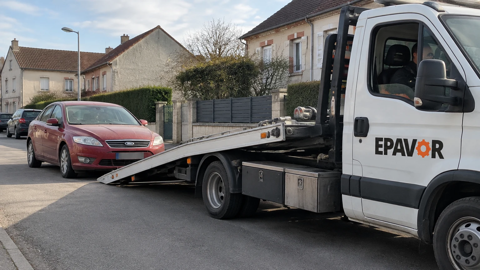 Illustration d’un enlèvement d’épave à Lamotte-Beuvron avec une dépanneuse — service d’épaviste.