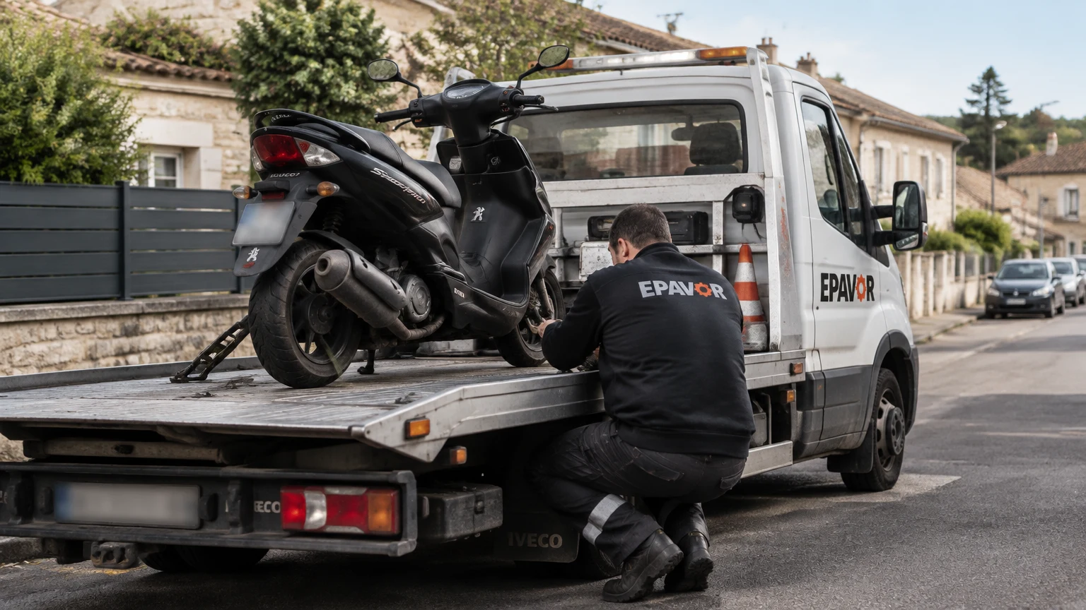 Illustration d’un enlèvement d’épave à Landiras avec une dépanneuse — service d’épaviste.