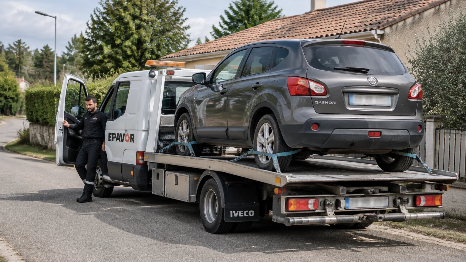 Illustration d’un enlèvement d’épave à Laruscade avec une dépanneuse — service d’épaviste.