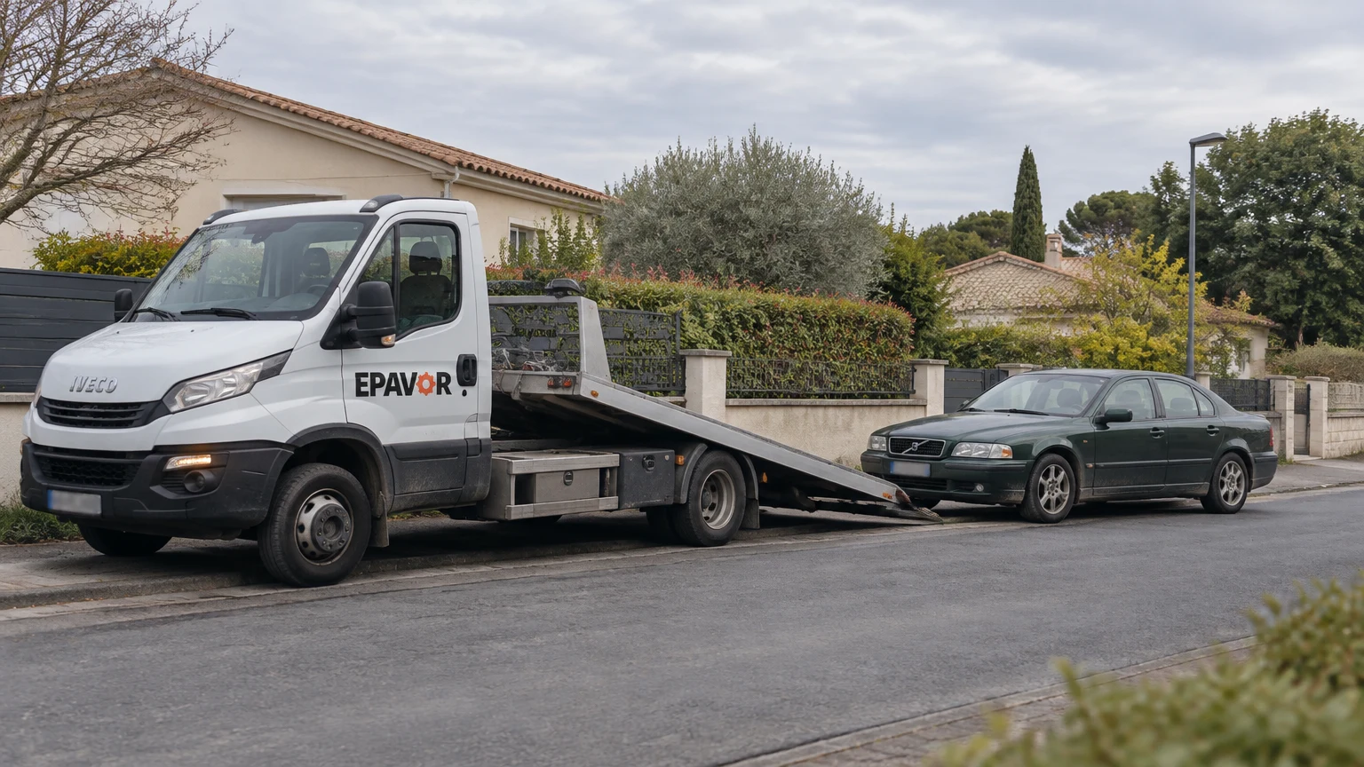 Illustration d’un enlèvement d’épave à Latresne avec une dépanneuse — service d’épaviste.