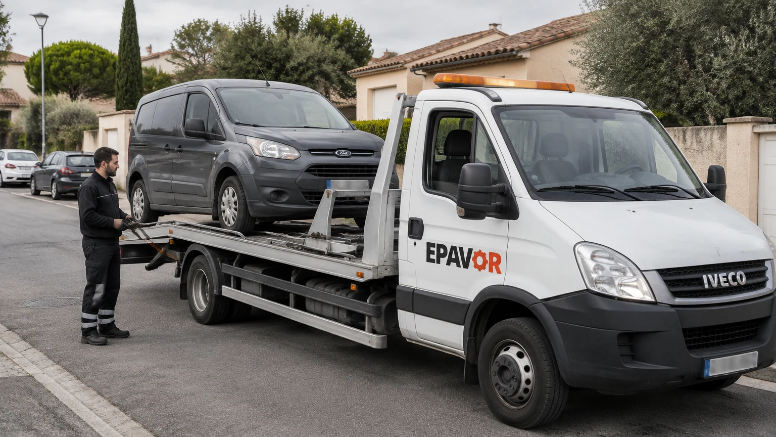 Illustration d’un enlèvement d’épave à Lavérune avec une dépanneuse — service d’épaviste.