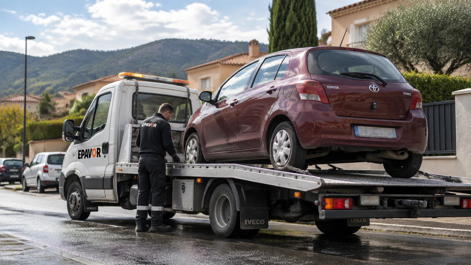Illustration d’un enlèvement d’épave à Le Boulou avec une dépanneuse — service d’épaviste.