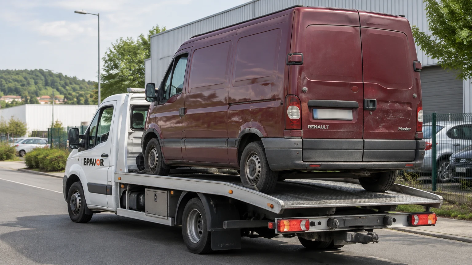 Illustration d’un enlèvement d’épave à Les Andelys avec une dépanneuse — service d’épaviste.