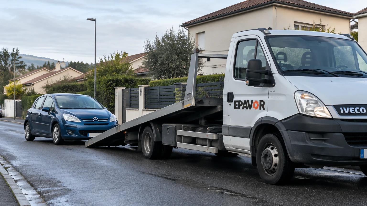Illustration d’un enlèvement d’épave à Lescar avec une dépanneuse — service d’épaviste.