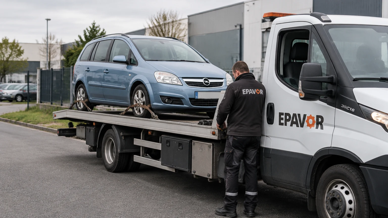 Illustration d’un enlèvement d’épave à Linselles avec une dépanneuse — service d’épaviste.