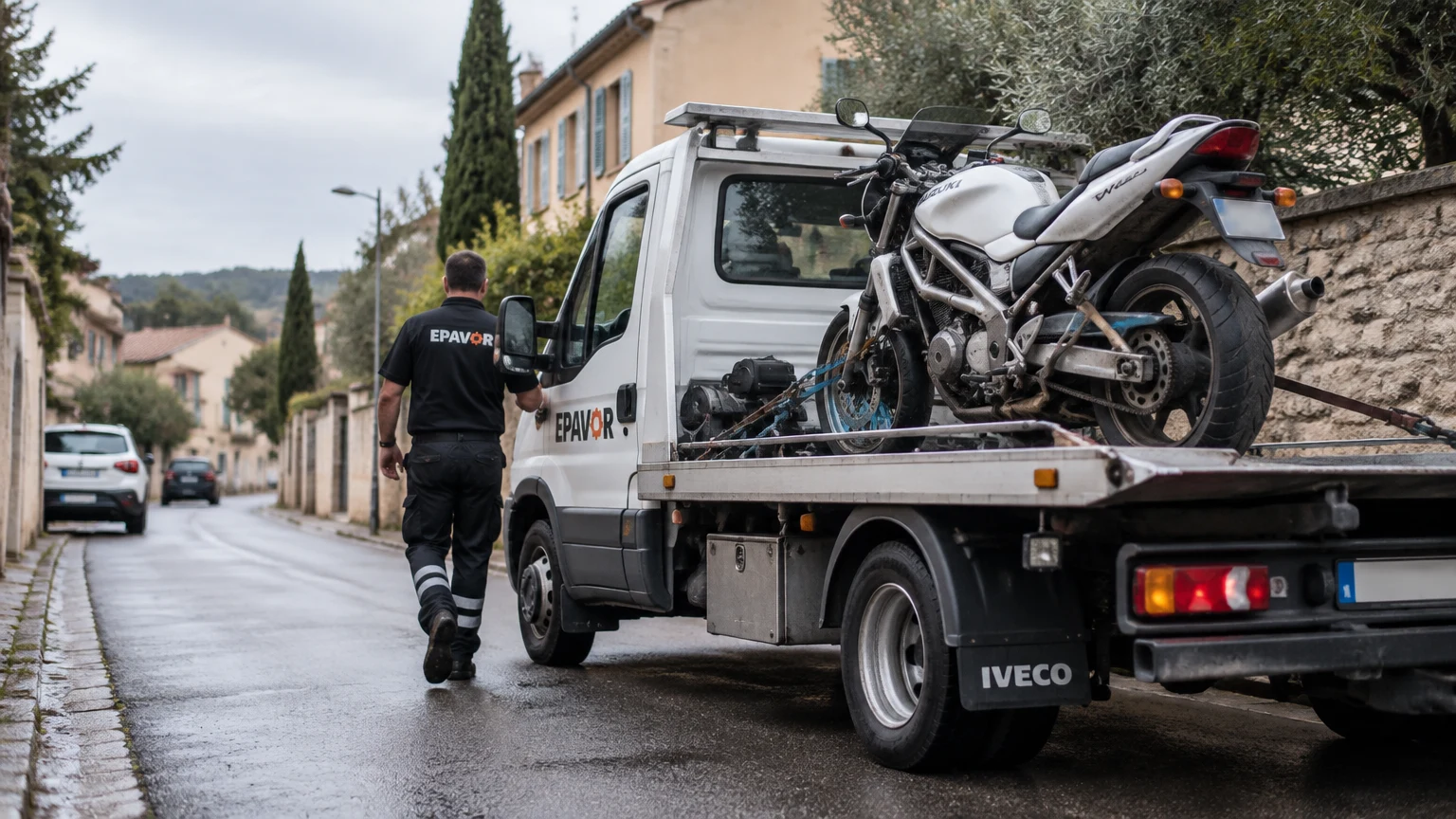 Illustration d’un enlèvement d’épave à Lorgues avec une dépanneuse — service d’épaviste.