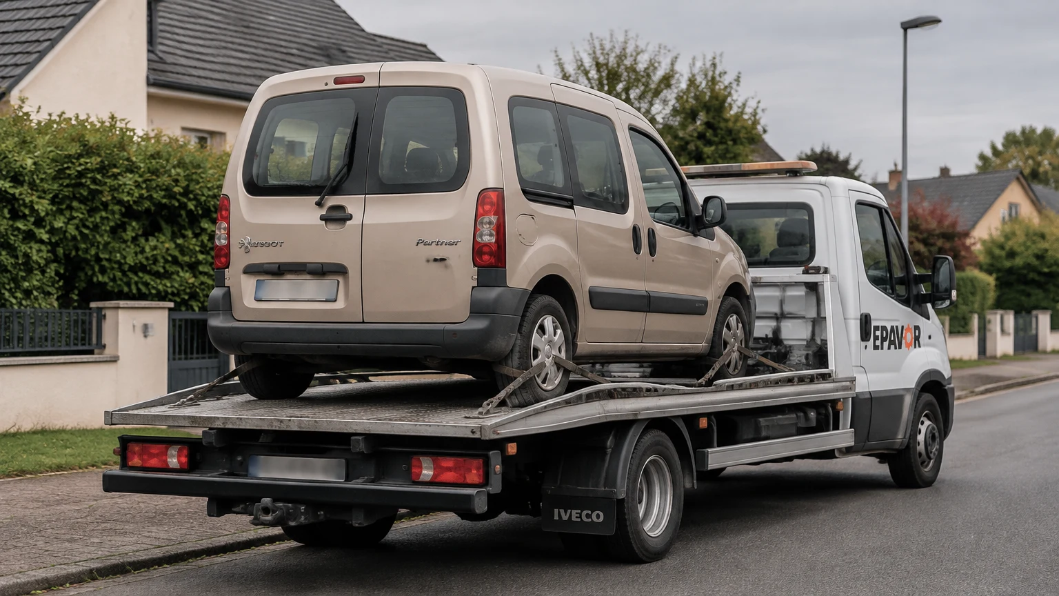 Illustration d’un enlèvement d’épave à Louviers avec une dépanneuse — service d’épaviste.