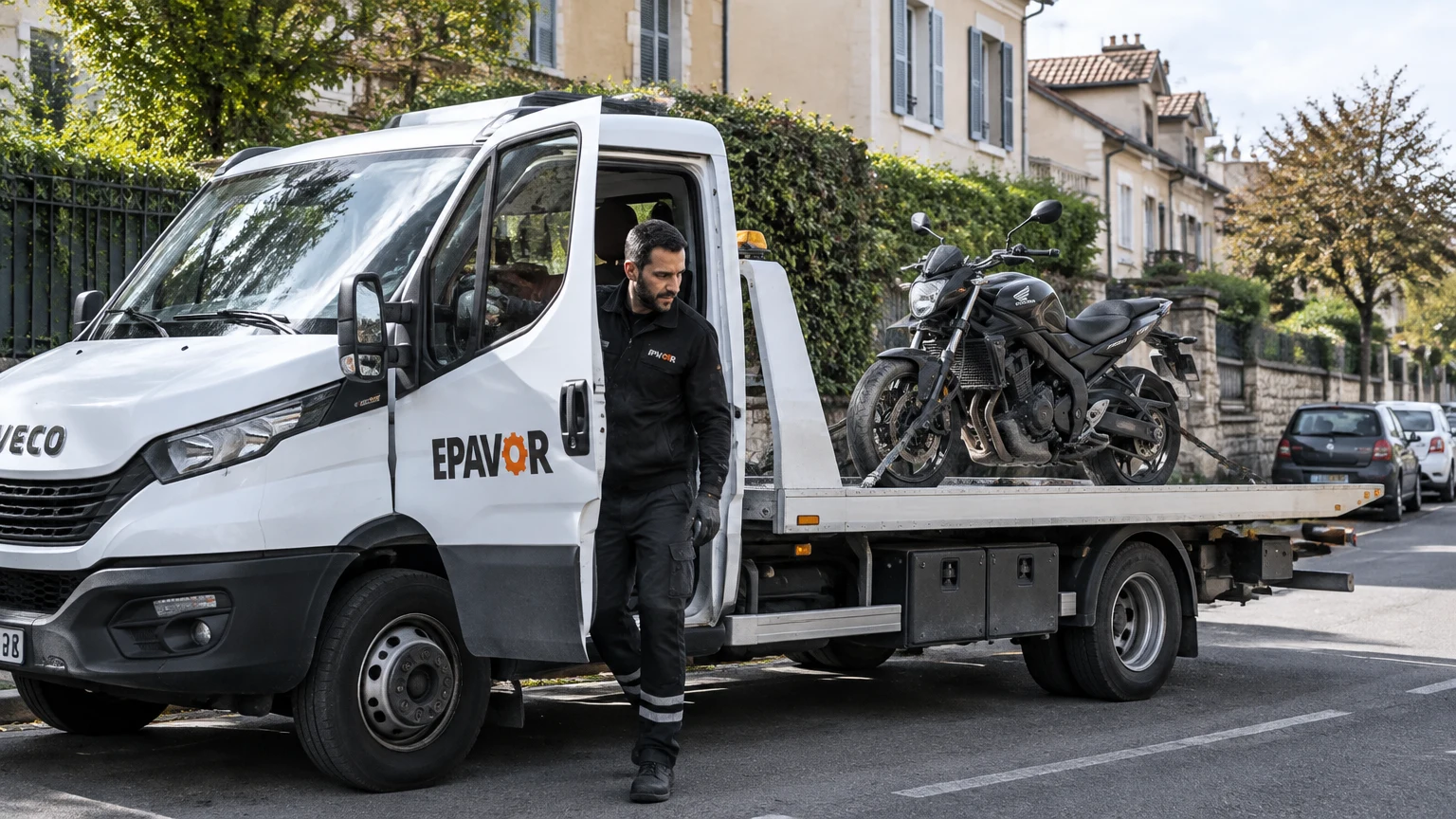 Illustration d’un enlèvement d’épave à Maisons-Laffitte avec une dépanneuse — service d’épaviste.