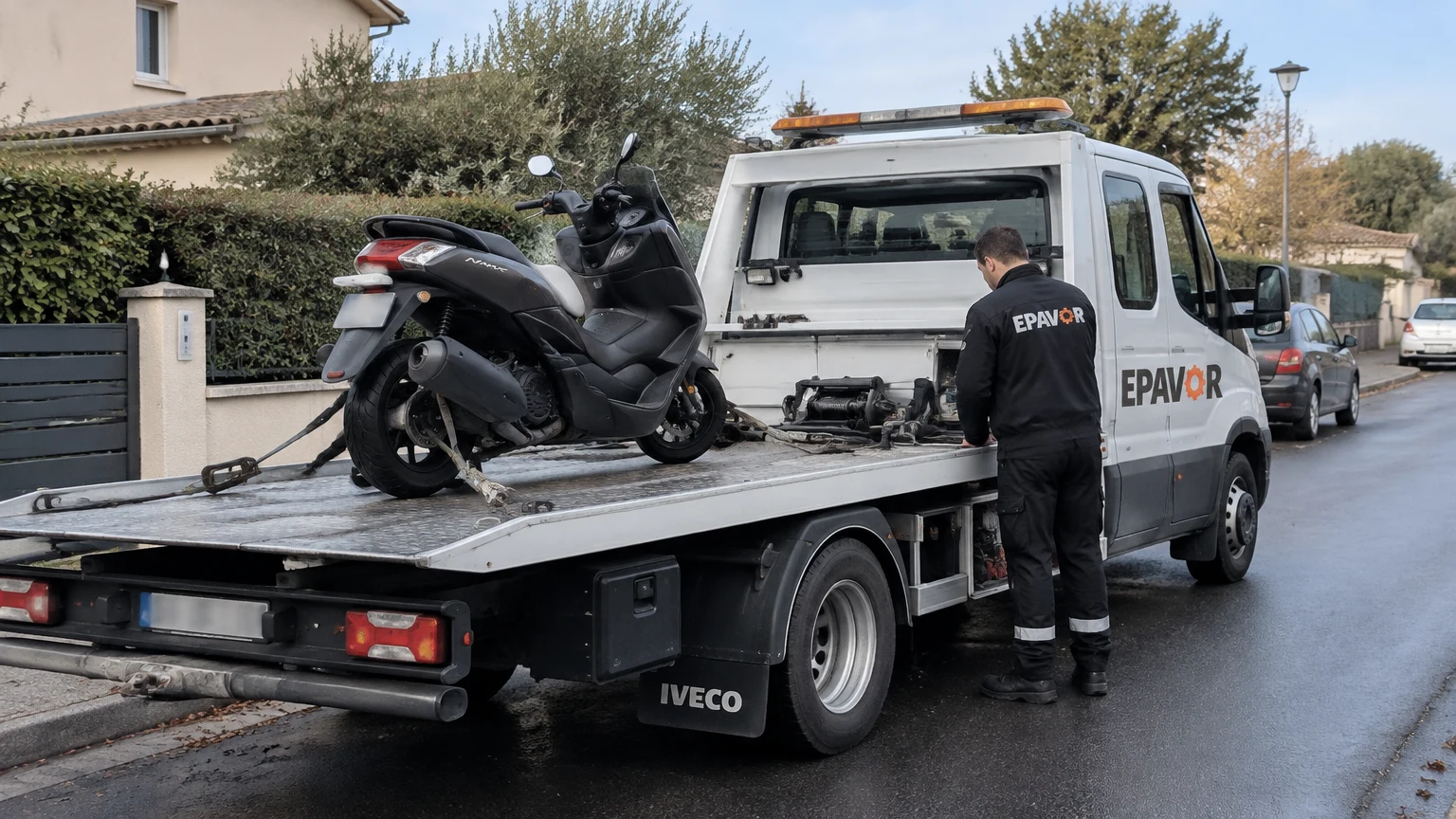 Illustration d’un enlèvement d’épave à Martillac avec une dépanneuse — service d’épaviste.