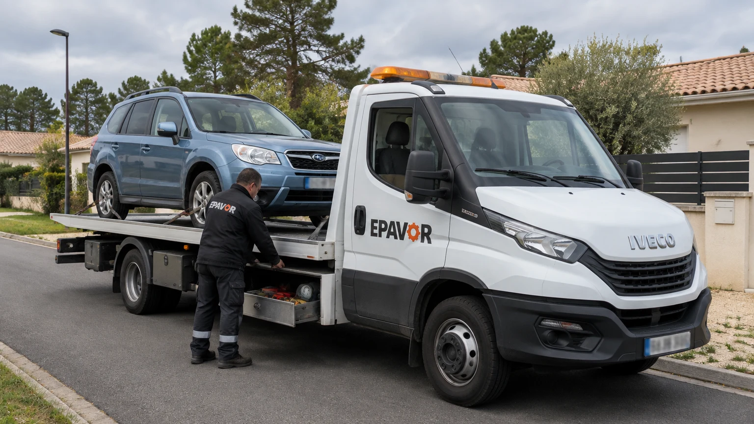 Illustration d’un enlèvement d’épave à Mios avec une dépanneuse — service d’épaviste.