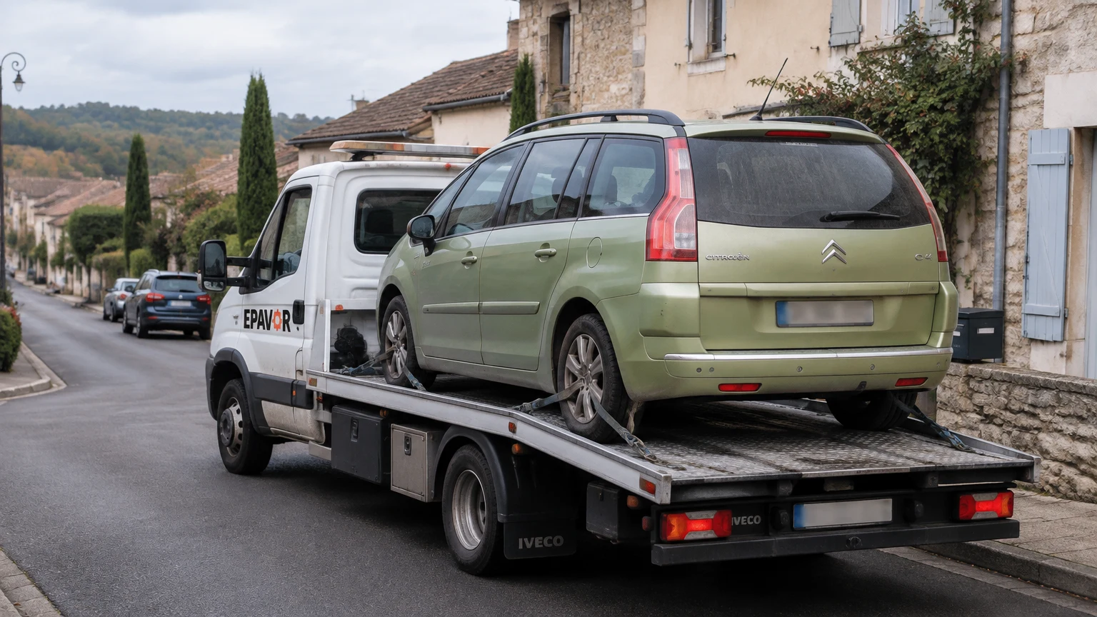 Illustration d’un enlèvement d’épave à Monflanquin avec une dépanneuse — service d’épaviste.