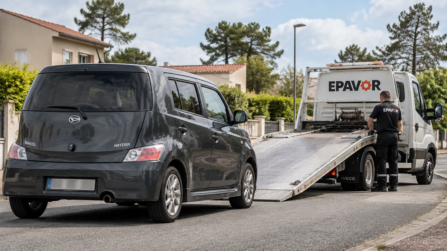 Illustration d’un enlèvement d’épave à Mont-de-Marsan avec une dépanneuse — service d’épaviste.