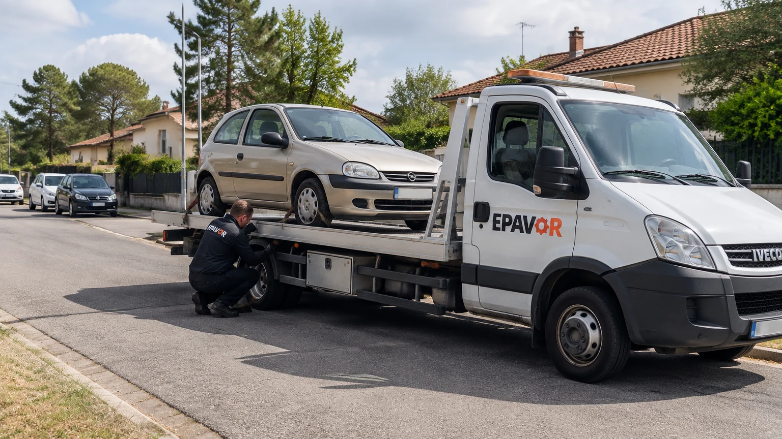Illustration d’un enlèvement d’épave à Morcenx avec une dépanneuse — service d’épaviste.