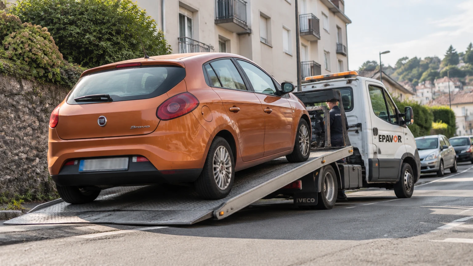 Illustration d’un enlèvement d’épave à Morlaix avec une dépanneuse — service d’épaviste.