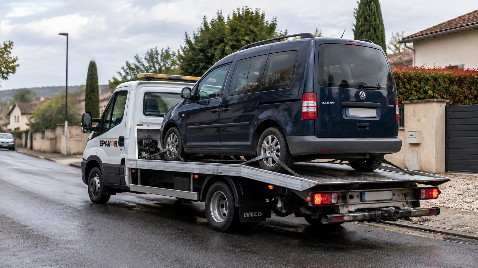 Illustration d’un enlèvement d’épave à Nérac avec une dépanneuse — service d’épaviste.