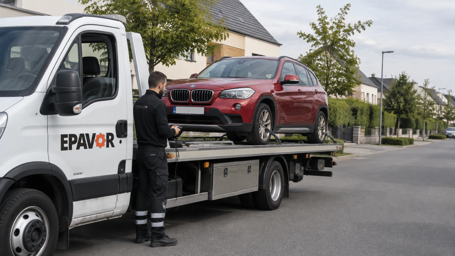Illustration d’un enlèvement d’épave à Pacé avec une dépanneuse — service d’épaviste.